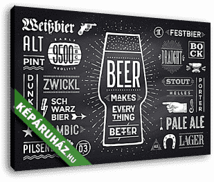 Poster or banner with text Beer Makes Everything Better and name - vászonkép 3D látványterv