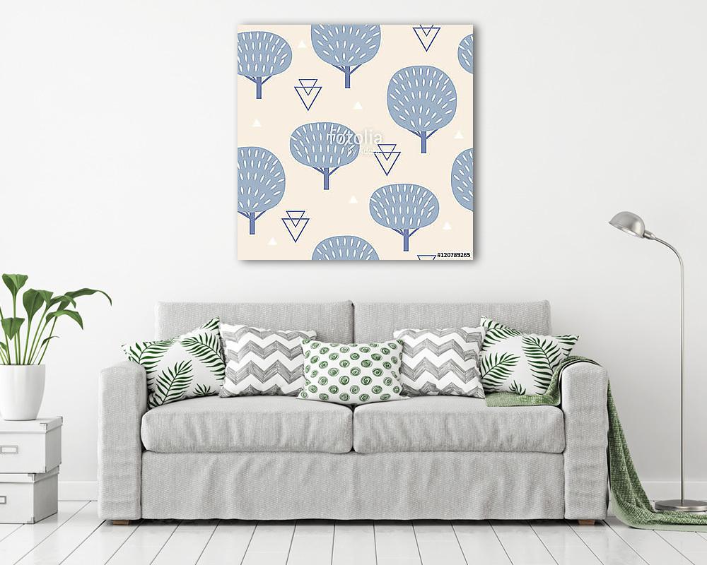 Kereklombú fák - bézs - skandináv tapétaminta - vászonkép, falikép vásárlás Kereklombú fák - bézs - skandináv tapétaminta (keretezett kép) - vászonkép, falikép otthonra és irodába