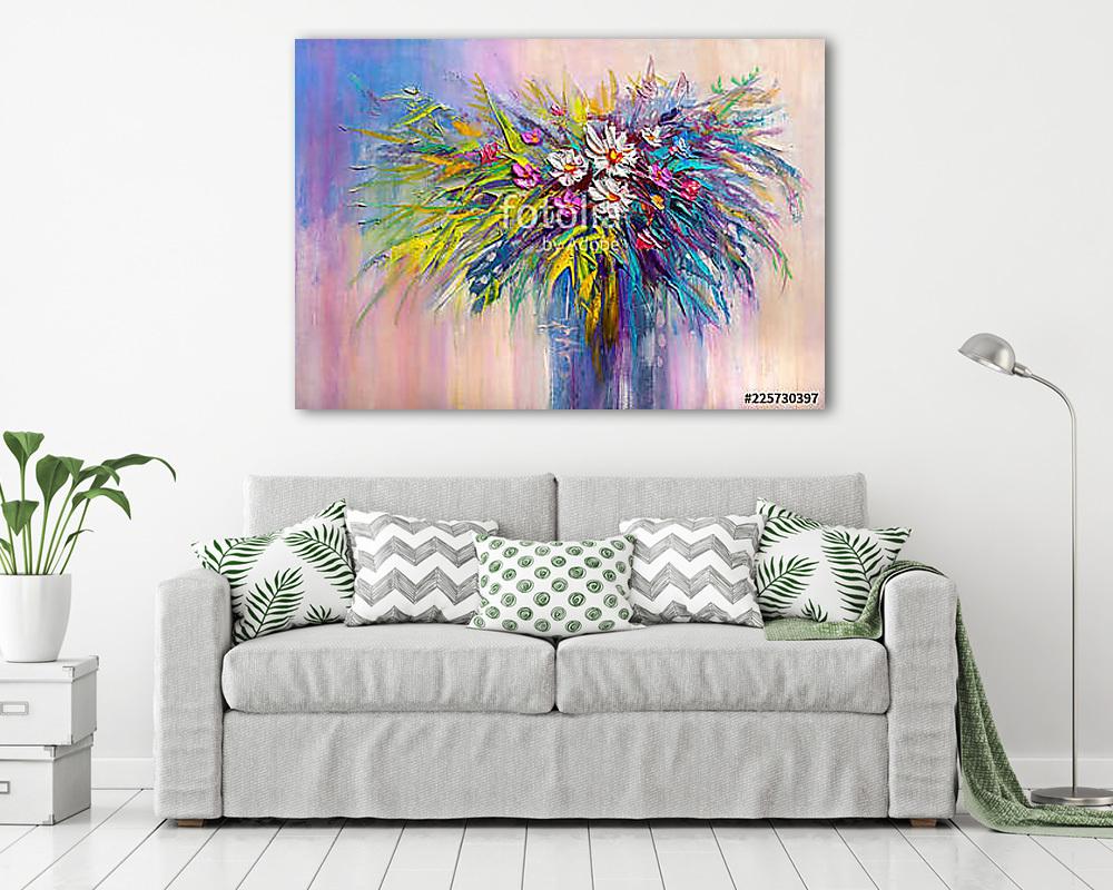 Csokor virág absztrakt stílusban (olajfestmény reprodukció) (bögre) - vászonkép, falikép otthonra és irodába