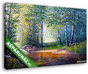 landscape painting of waterfall - vászonkép 3D látványterv