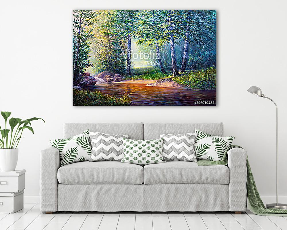 landscape painting of waterfall - vászonkép, falikép vásárlás landscape painting of waterfall (fotótapéta) - vászonkép, falikép otthonra és irodába