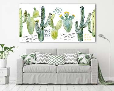 Kaktuszos tapétacsík (vászonkép) - vászonkép, falikép otthonra és irodába