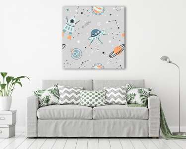 Űrhajós tapétaminta (vászonkép) - vászonkép, falikép otthonra és irodába