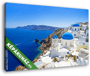 Fehér épületek, Oia faluban, Santorini szigetén - vászonkép 3D látványterv