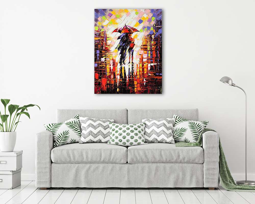 Két szerelmes az esernyő alatt (vászonkép) - vászonkép, falikép otthonra és irodába