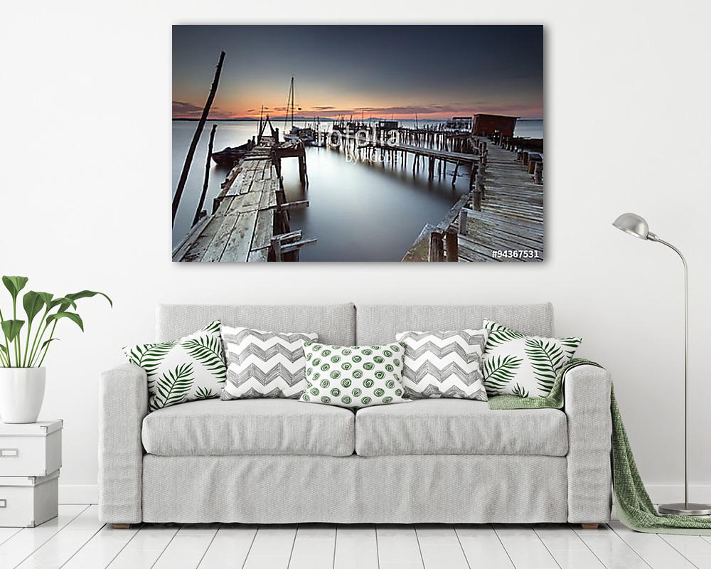 Twilight egy ősi halászkikötőben (vászonkép) - vászonkép, falikép otthonra és irodába