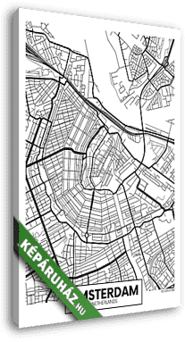 Vektor poszter térkép város Amszterdam - vászonkép 3D látványterv