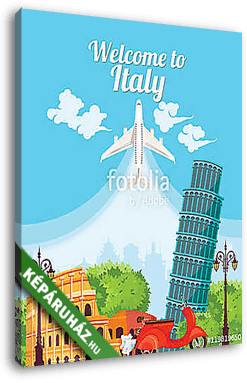 Üdvözöljük Olaszországban. Utazás olasz tereptárgyak. Olasz vekt - vászonkép 3D látványterv