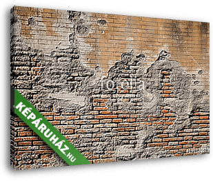 Weathered plaster and brick wall textured background  - vászonkép 3D látványterv