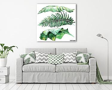 Tropical watercolor leaves set (vászonkép) - vászonkép, falikép otthonra és irodába