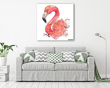 watercolor pink flamingo (vászonkép) - vászonkép, falikép otthonra és irodába
