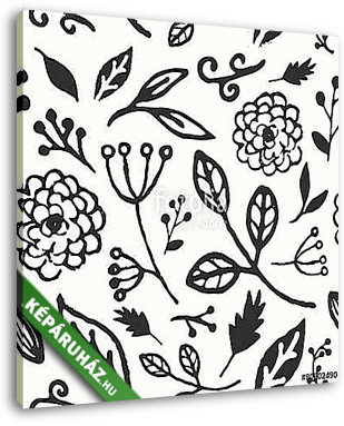 Hand Drawn Floral Seamless Pattern - vászonkép 3D látványterv