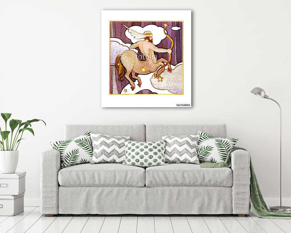 Astrological sign of the zodiac Sagittarius watercolor with retr - vászonkép, falikép vásárlás Astrological sign of the zodiac Sagittarius watercolor with retr (vászonkép) - vászonkép, falikép otthonra és irodába