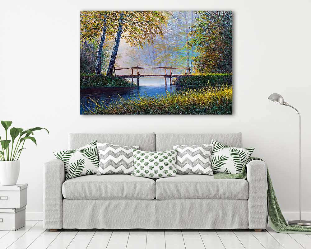 Folyó az erdőben (olajfestmény reprodukció) - vászonkép, falikép vásárlás Folyó az erdőben (olajfestmény reprodukció) (vászonkép) - vászonkép, falikép otthonra és irodába