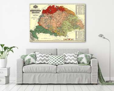 Nagy- Magyarország etnográfiai térképe (vászonkép) - vászonkép, falikép otthonra és irodába