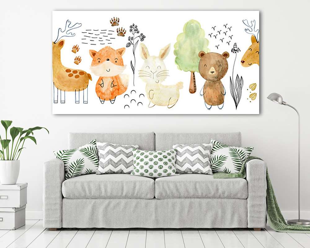 Vadállatok tapétacsík (keretezett kép) - vászonkép, falikép otthonra és irodába