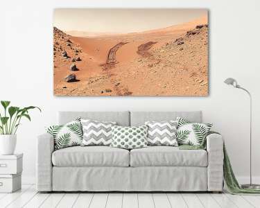 A Curiosity látképe, miután átvágott a marsi dűnéken, Mars felszín (vászonkép) - vászonkép, falikép otthonra és irodába