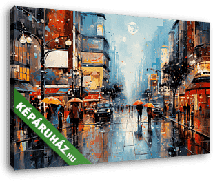 New York utcakép esernyőkkel  - vászonkép 3D látványterv