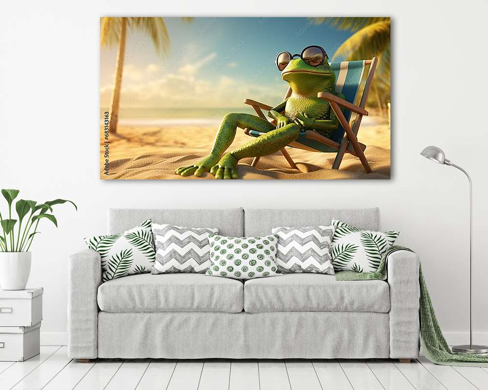 Béka pihen a tengerparton - vászonkép, falikép vásárlás Béka pihen a tengerparton (vászonkép) - vászonkép, falikép otthonra és irodába