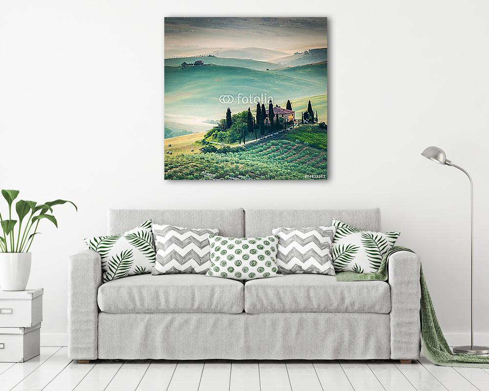 Toszkána, napfelkelte táj, Olaszország (fotótapéta) - vászonkép, falikép otthonra és irodába