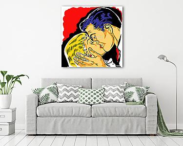 Pop art, szerelmes csók (vászonkép) - vászonkép, falikép otthonra és irodába