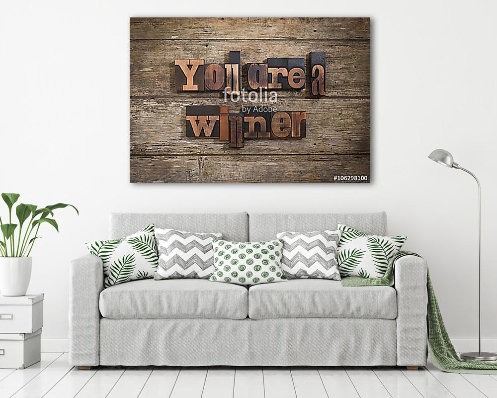 győztes vagy, évjáratú, magasnyomott típusú kifejezés (bögre) - vászonkép, falikép otthonra és irodába