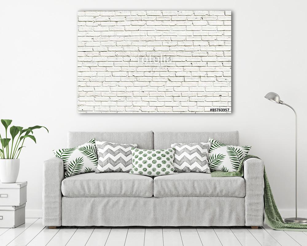 White brick wall background (fotótapéta) - vászonkép, falikép otthonra és irodába