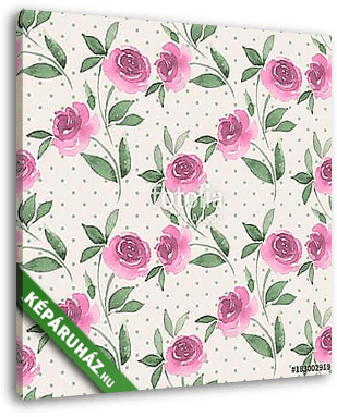 Floral seamless pattern 32. Watercolor background with pink flow - vászonkép 3D látványterv