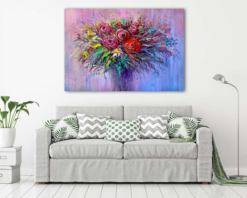 Beautiful red roses, painting - vászonkép, falikép vásárlás Beautiful red roses, painting (keretezett kép) - vászonkép, falikép otthonra és irodába