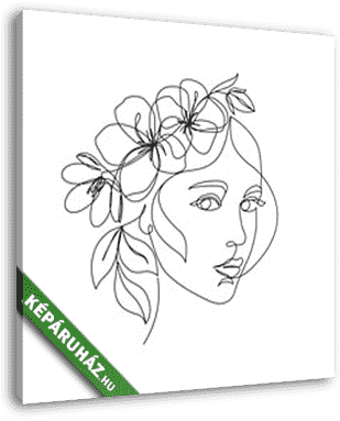 Női fej koszrúval (vonalrajz, line art) - vászonkép 3D látványterv