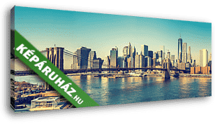Brooklyn-híd és Manhattan napsütésben, New York Cityben - vászonkép 3D látványterv