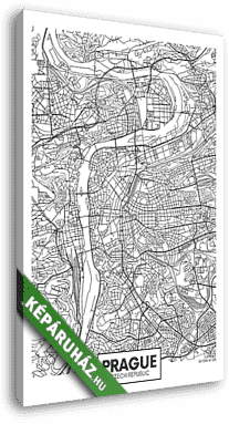 Részletes vektor poszter várostérkép Prága - vászonkép 3D látványterv