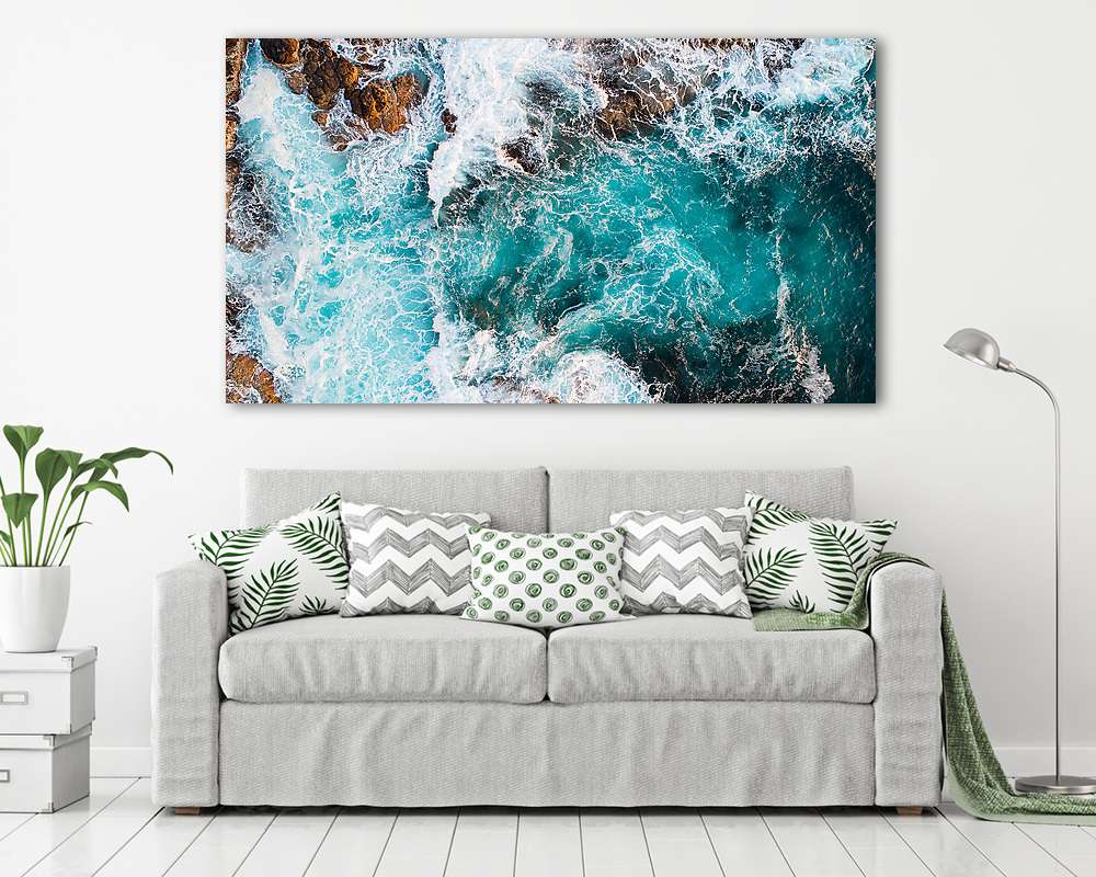 Hullámoktól fodrozódó tenger (légifotó) (többrészes kép) - vászonkép, falikép otthonra és irodába