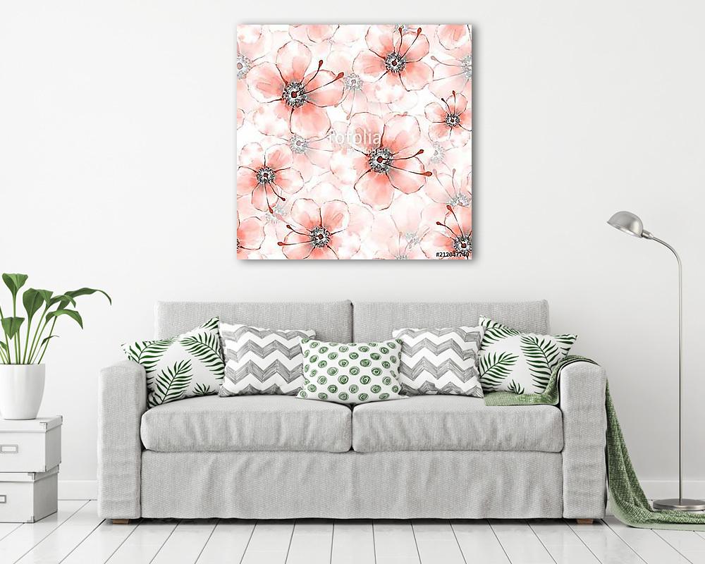 Floral seamless pattern 3. Watercolor background with delicate f - vászonkép, falikép vásárlás Floral seamless pattern 3. Watercolor background with delicate f (keretezett kép) - vászonkép, falikép otthonra és irodába