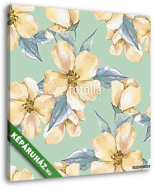 Floral seamless pattern. Watercolor background with yellow flowe - vászonkép 3D látványterv
