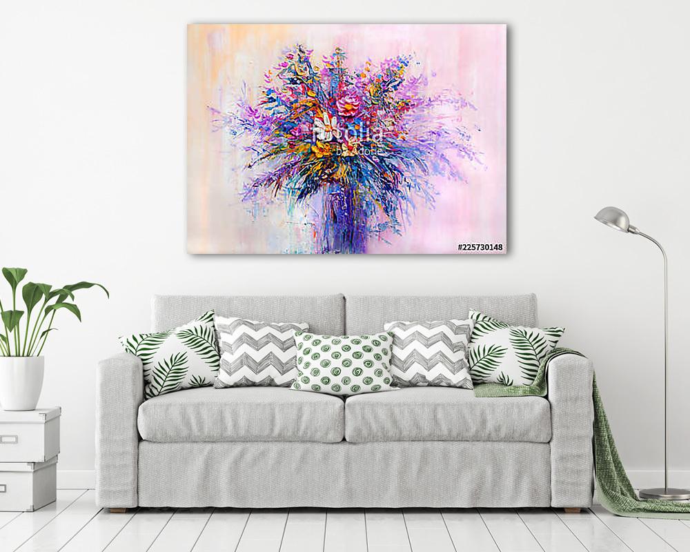 Csokor pici virág absztrakt stílusban (olajfestmény reprodukció) (bögre) - vászonkép, falikép otthonra és irodába