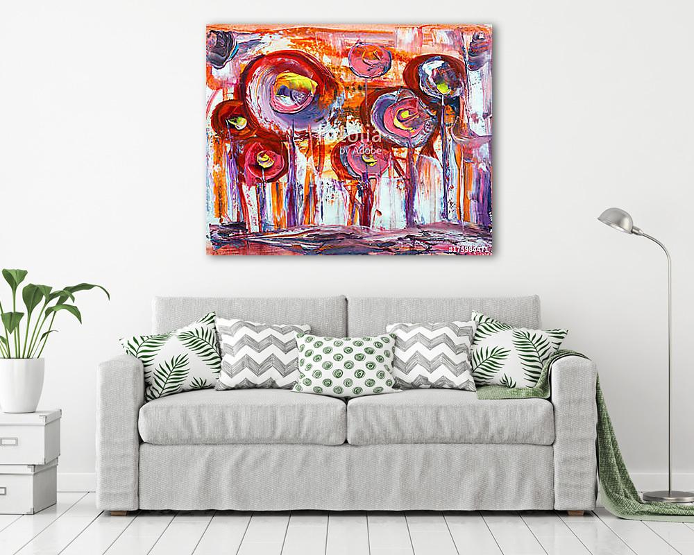 Színes absztrakt fák (fotótapéta) - vászonkép, falikép otthonra és irodába