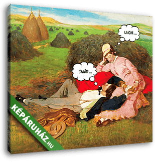 Párdinamikák, unom-imád - Szerelmespár c. festmény alapján (Barokk & Graffiti) - vászonkép 3D látványterv