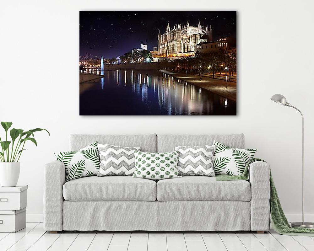 Le Sea katedrális éjszaka, Palma de Mallorca (fotótapéta) - vászonkép, falikép otthonra és irodába