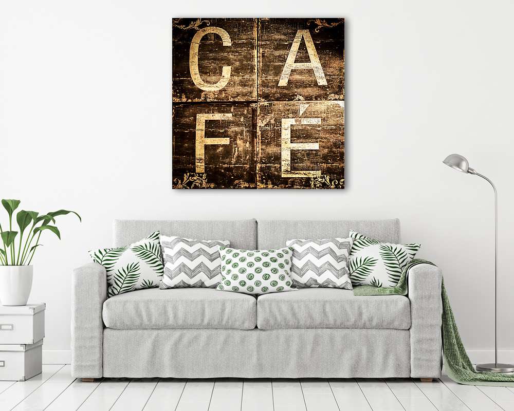 Cafe jel a barna texturált háttér (vászonkép) - vászonkép, falikép otthonra és irodába