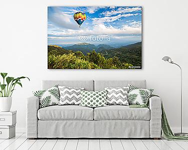 Hőlégballonos utazás hegyek-völgyek felett (vászonkép) - vászonkép, falikép otthonra és irodába