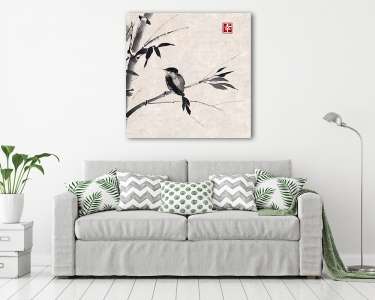 Bambusz és madár (vászonkép) - vászonkép, falikép otthonra és irodába