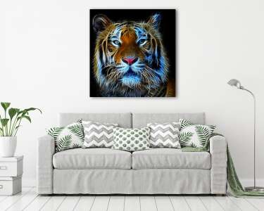 Digitális illusztráció egy bengáli tigrisről (vászonkép) - vászonkép, falikép otthonra és irodába