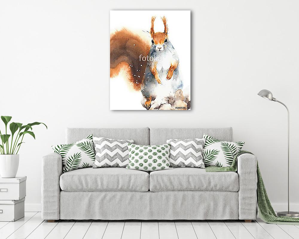 Vörös mókus téli bundában (vászonkép) - vászonkép, falikép otthonra és irodába