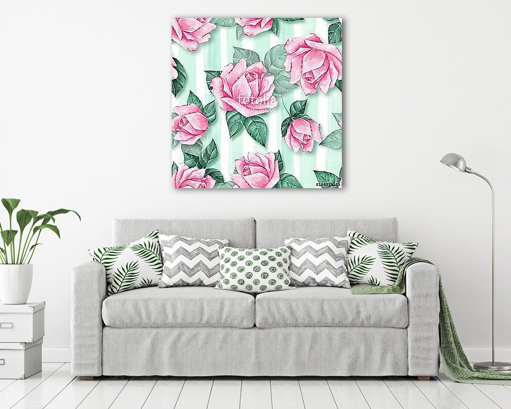 Floral seamless pattern 3. Watercolor background with beautiful  - vászonkép, falikép vásárlás Floral seamless pattern 3. Watercolor background with beautiful  (keretezett kép) - vászonkép, falikép otthonra és irodába