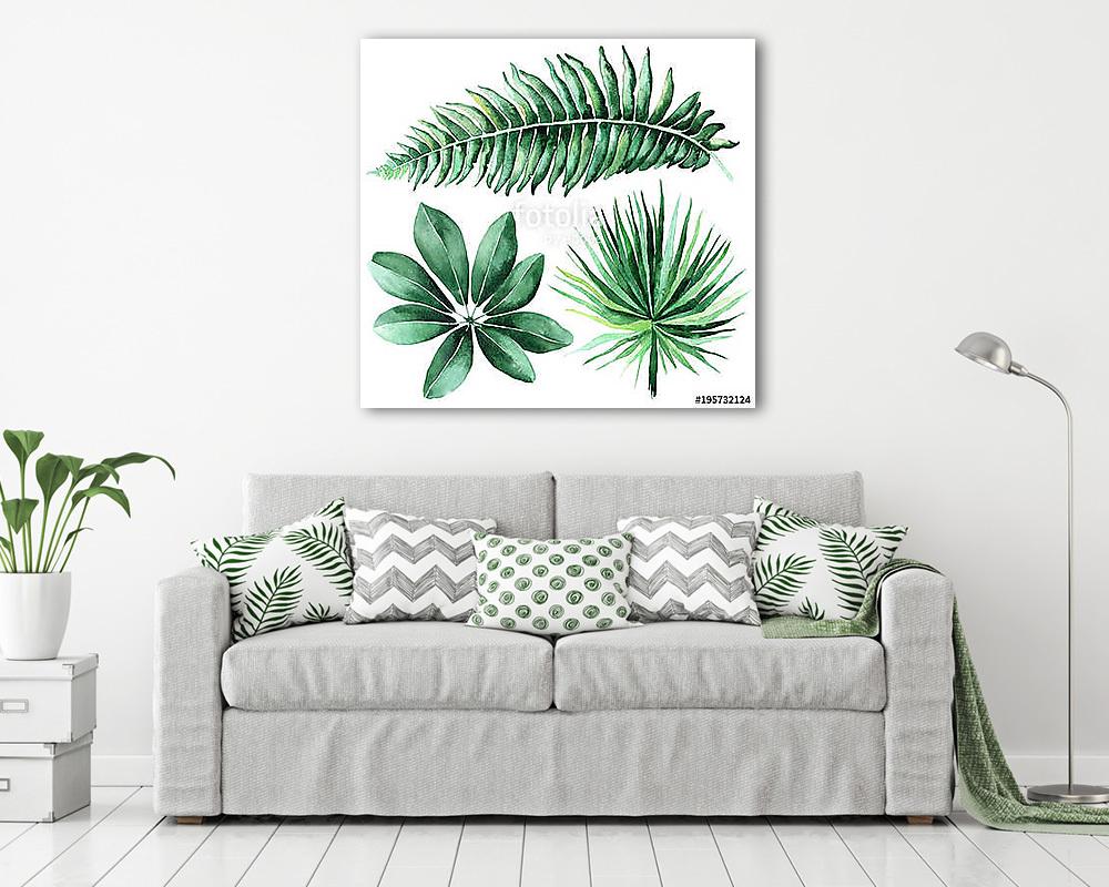 Tropical watercolor leaves set. (fotótapéta) - vászonkép, falikép otthonra és irodába
