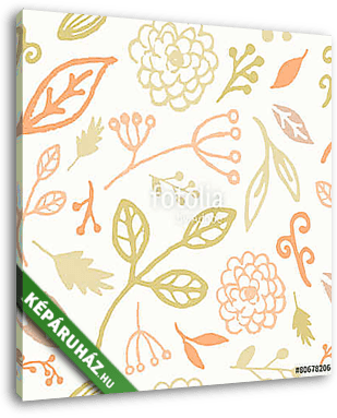 Hand Drawn Floral Seamless Pattern - vászonkép 3D látványterv