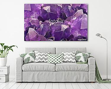 lilac amethyst crystals closeup background (vászonkép) - vászonkép, falikép otthonra és irodába