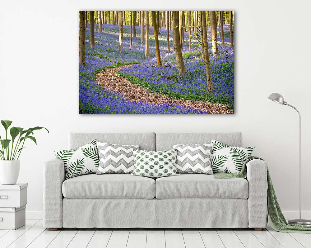 Erdei ösvény harangvirágos erdőben - vászonkép, falikép vásárlás Erdei ösvény harangvirágos erdőben (poszter) - vászonkép, falikép otthonra és irodába