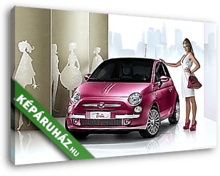 Barbie Fiat 500-as - vászonkép 3D látványterv